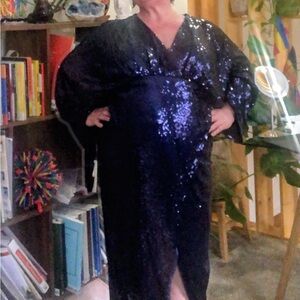 ELOQUII sequin dolman sleeve gown